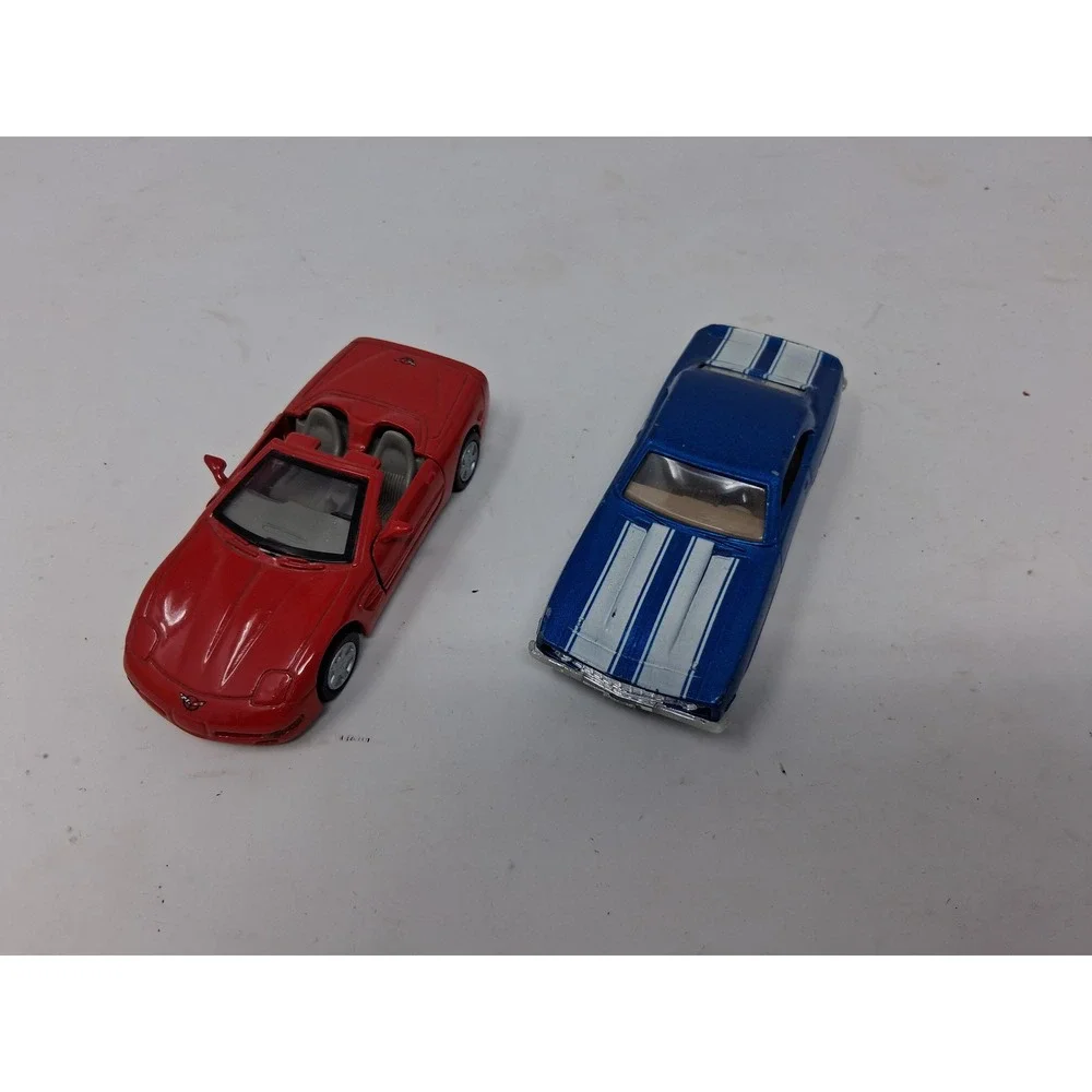 Ertl 1969 Camaro Z28 Blue & 1998 Corvette Red 1:43 Diecast Model Car Lot. W